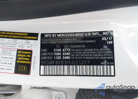 2017 Mercedes-Benz C 300 4Matic from USA, damaged, VIN 55SWF4KB3HU221277